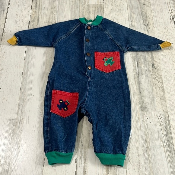 Vintage Healthtex Airplane Denim Outfit 12 months - Picture 1 of 11